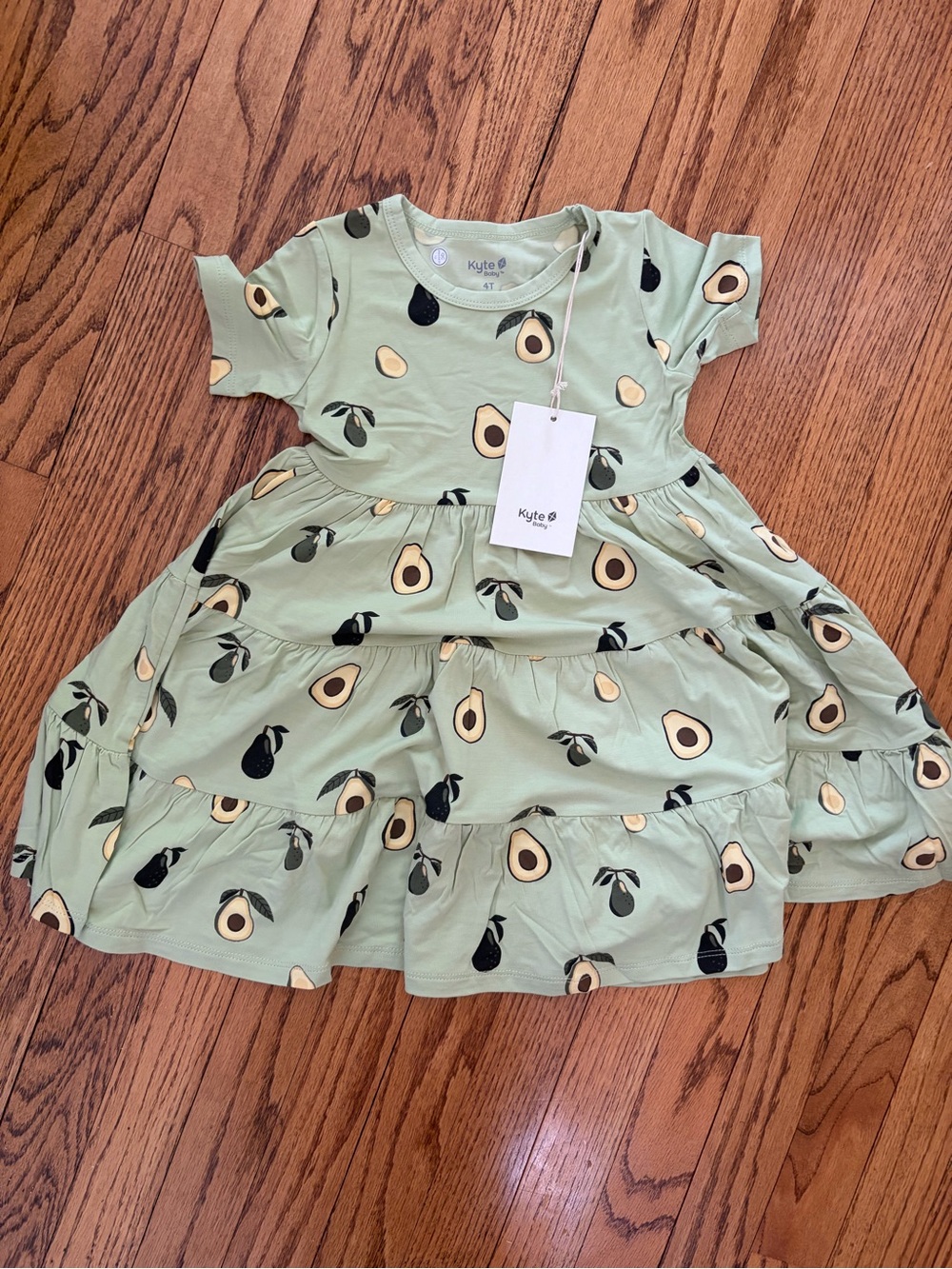 NWT Kyte 4T bamboo green avocado print toddler twirl dress